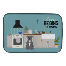 ""Caroline's Treasures Blue Staffordshire Bull Terrier Kitchen Scene dish-drying-mats 14 x 21 Multicolor""