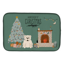 ""Caroline's Treasures White English Bulldog Christmas Everyone dish-drying-mats 14 x 21 Multicolor""