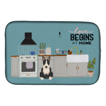 ""Caroline's Treasures CK7837DDM Black White Bull Terrier Kitchen Scene dish-drying-mats 14 x 21 Multicolor""