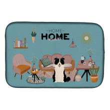 ""Caroline's Treasures CK7963DDM Black White Border Collie Sweet Home dish-drying-mats  14 x 21  Multicolor""