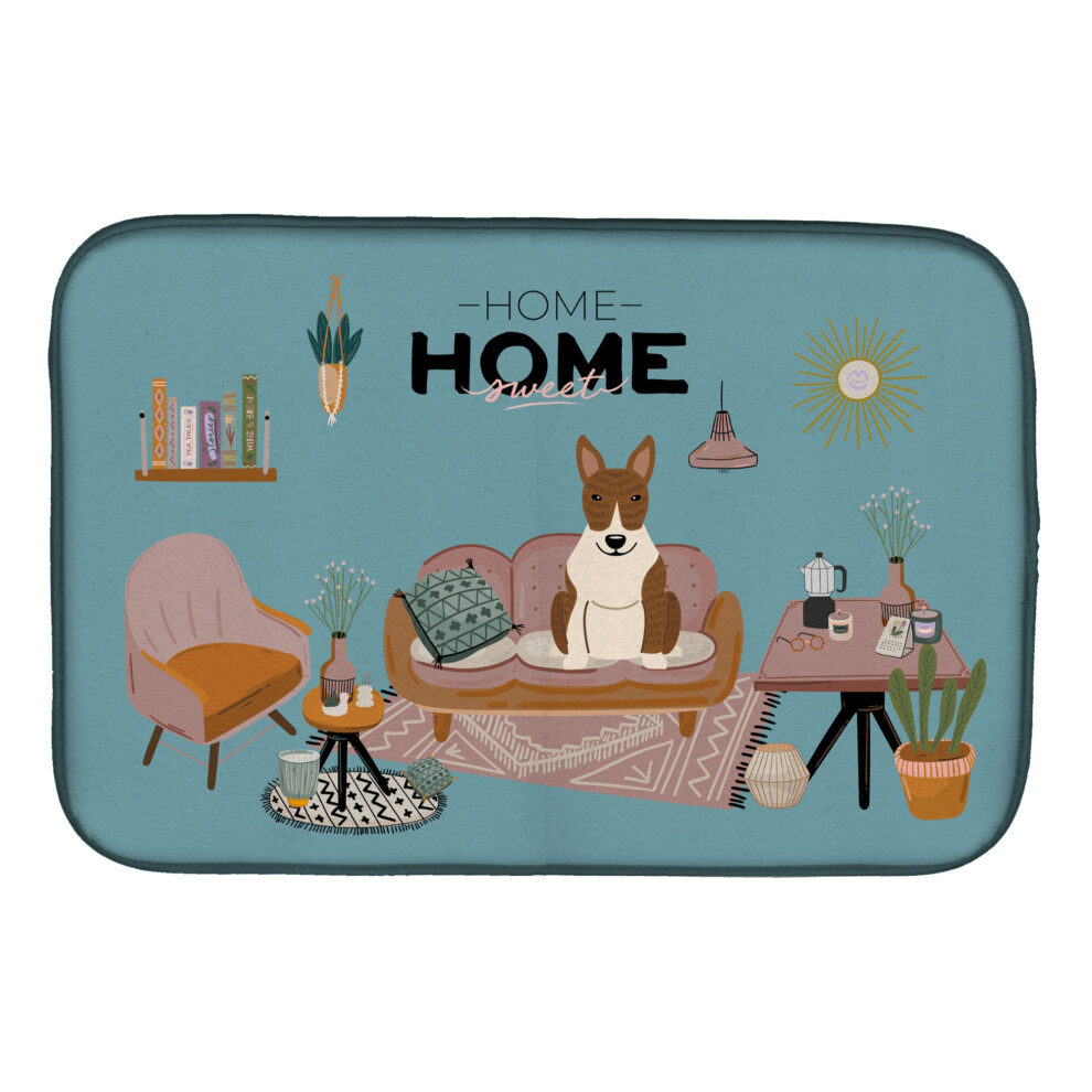 ""Caroline's Treasures CK7982DDM Brindle Bull Terrier Sweet Home Geschirr-Abtropfmatten, 14 X 21, Mehrfarbig""-image