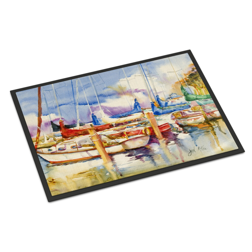 """"Caroline's Treasures End Stall Sailboats Tappetino Per Interni O Esterni 18"""""""" X 27"""""""" Multicolore""""-image