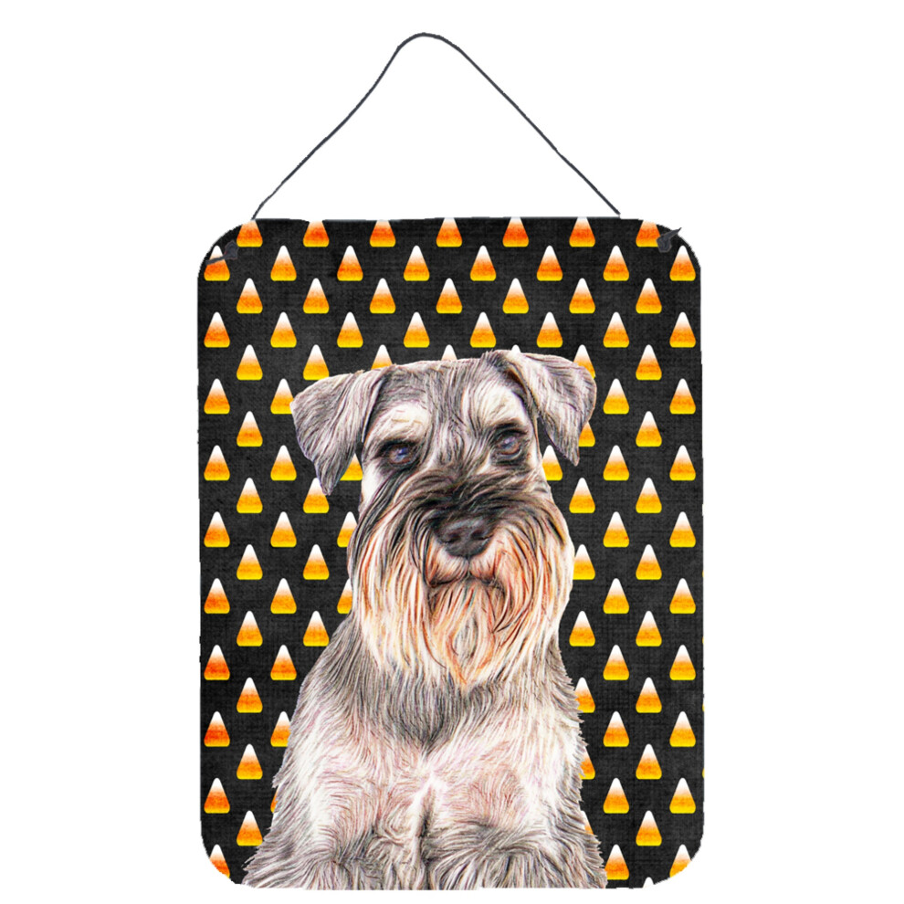 Caroline's Treasures KJ1214DS1216 Candy Corn Halloween Schnauder Wall Or Door Waiting Prints 16 X 12-image