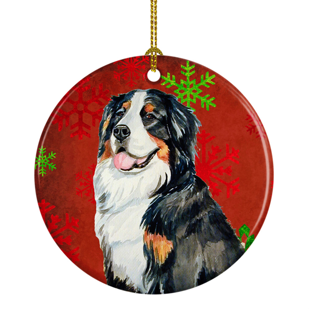 """"Caroline's Treasures LH9334-CO1 Bernese Mountain Dog Red Snowflake Holiday Christmas Ornament In Ceramica Multicolore""""-image