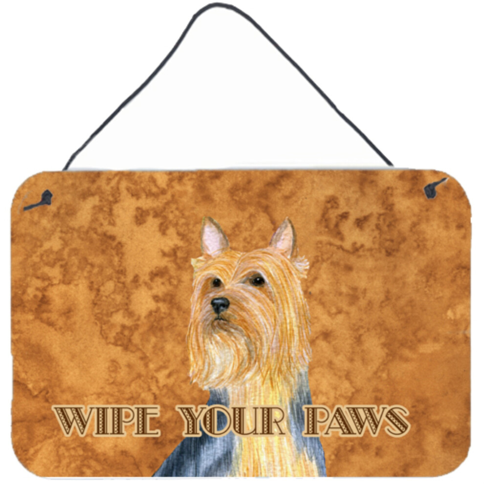 """"Caroline's Treasures Silky Terrier Wipe Your Paws Aluminium Metalen Muur- Of Deurhangende Prints 8 X 12""""""""""""-image