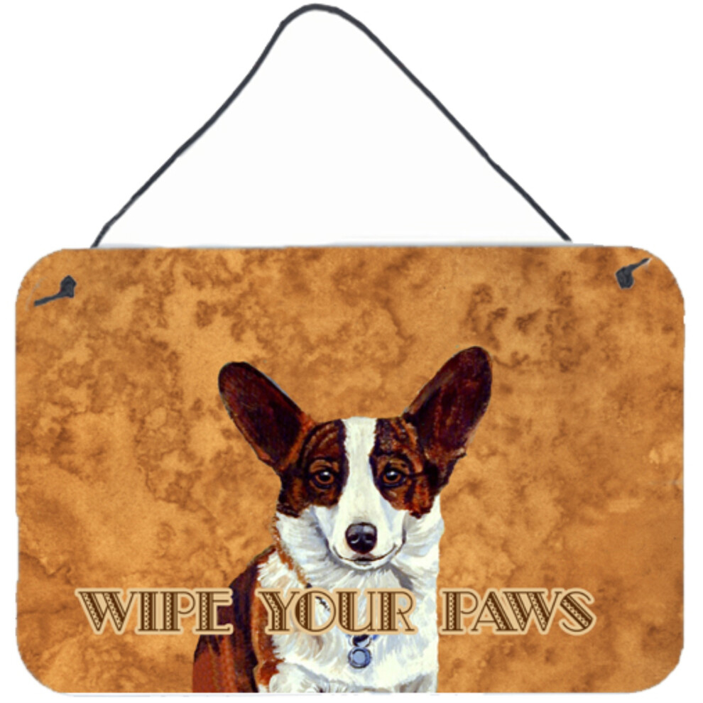 ""Caroline's Treasures Cardigan Corgi Wipe Your Paws - Drucke Aus Aluminiummetall Zum Aufh Ngen An Wand Oder T R, 8 X 12""-image