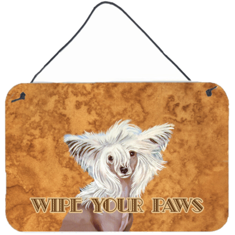 ""Caroline's Treasures - Chinese Crested Wipe Your Paws - Drucke Aus Aluminiummetall Zum Aufh Ngen An Wand Oder T R, 8 X 12""-image
