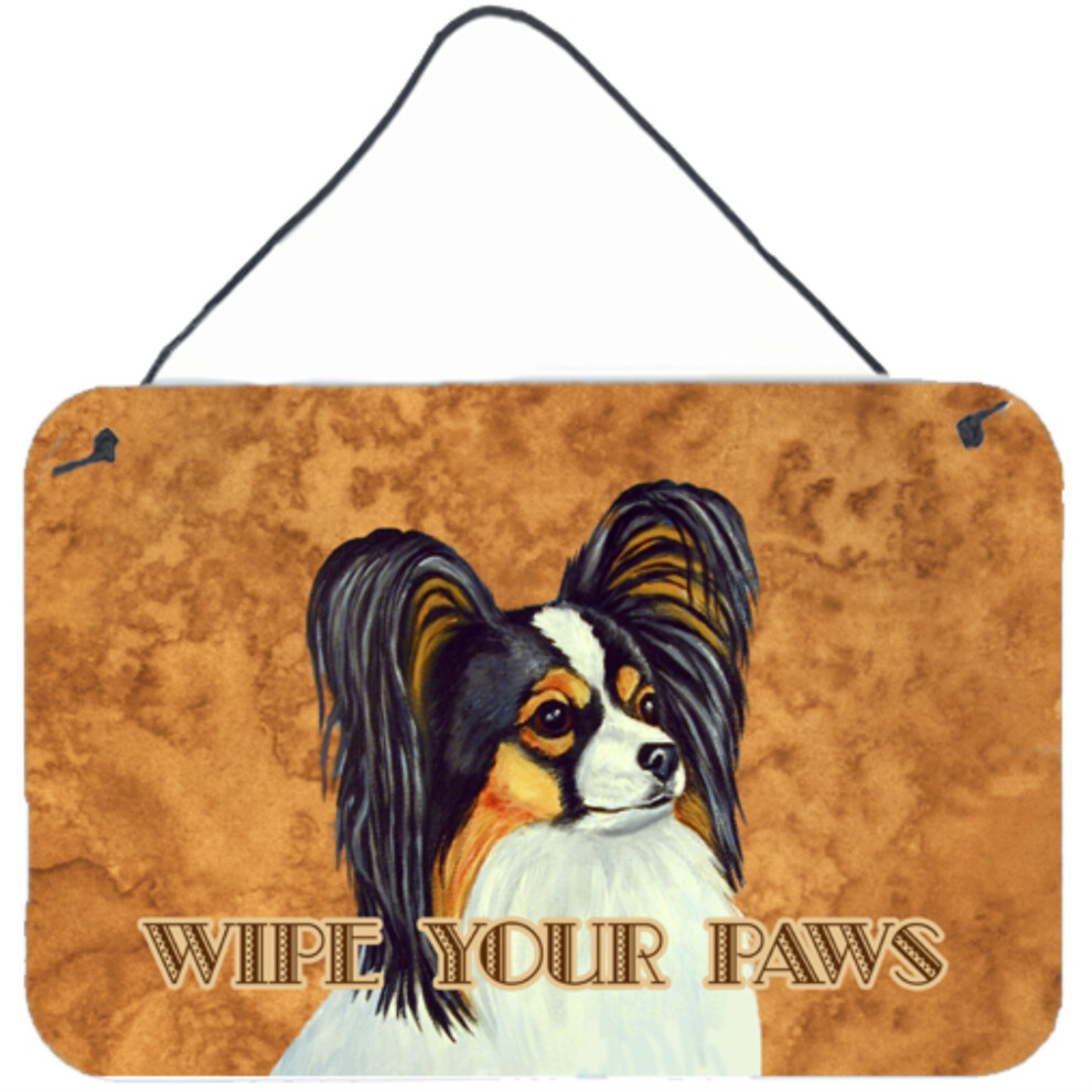 ""Caroline's Treasures Papillion Essuyez vos pattes Impressions murales ou de porte en aluminium 8 x 12""""""""""