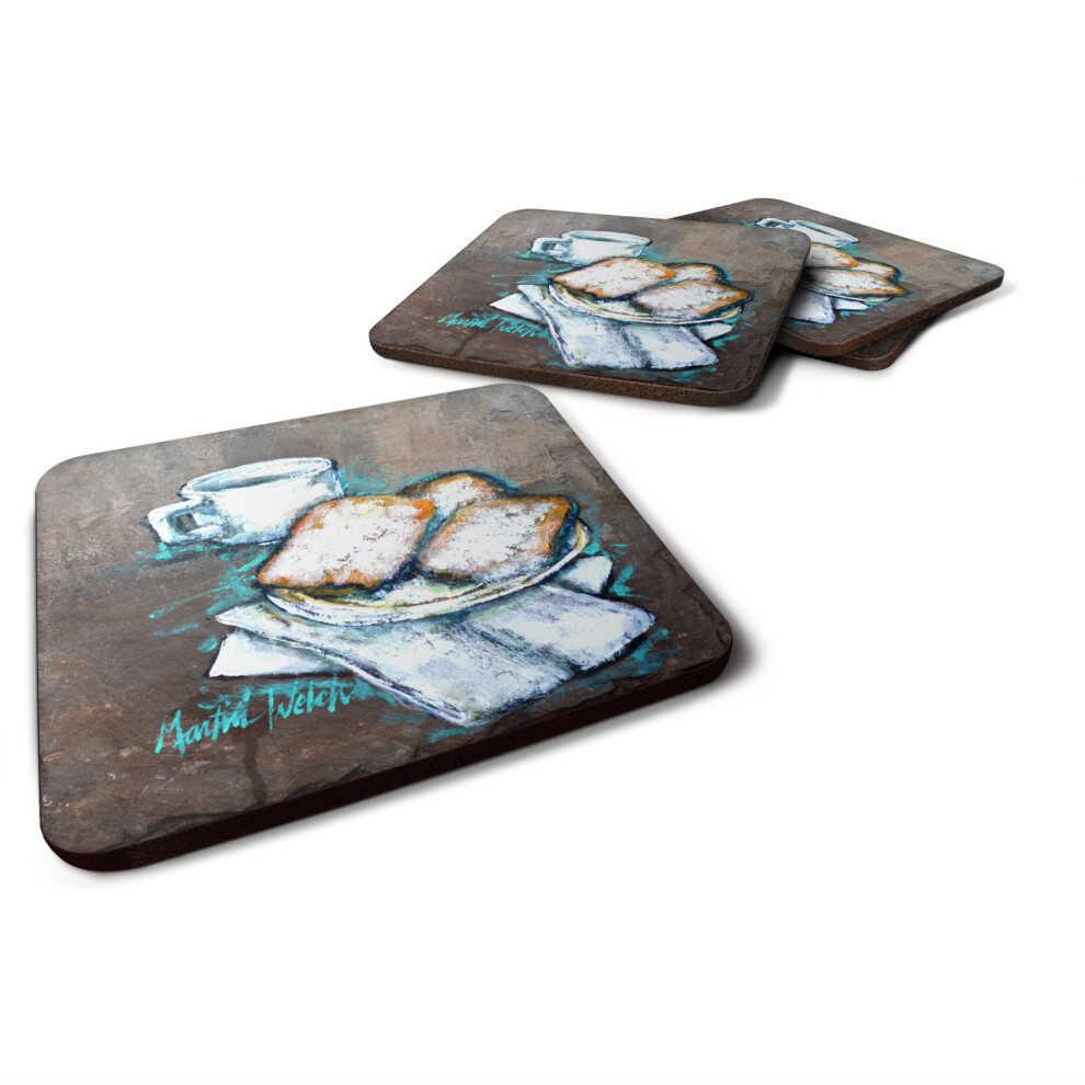 """"Caroline's Treasures MW1344FC Beignets Piping Hot Foam Set Van 4 Onderzetters Multicolor""""-image