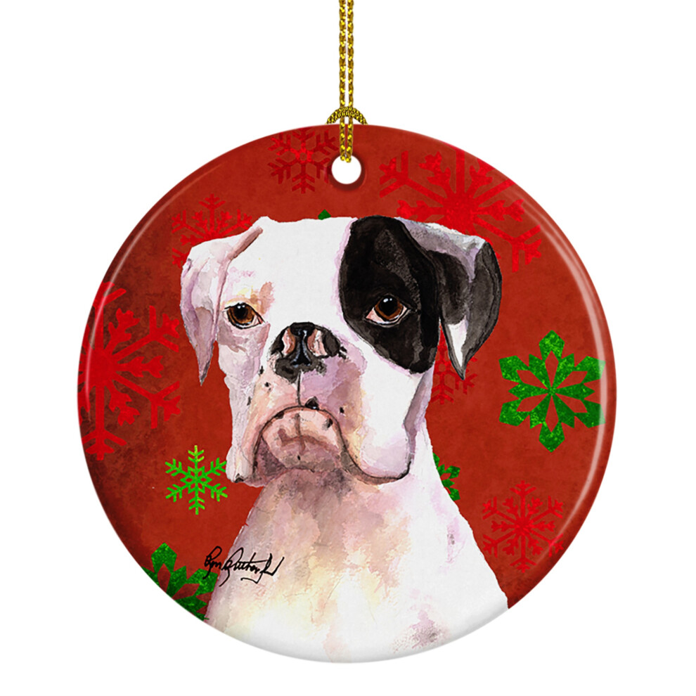 Ornamento In Ceramica Con Fiocchi Di Neve Rossi Cooper Boxer-image