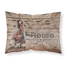 ""Caroline's Treasures SB3055PILLOWCASE Rodeo Cowgirl Barrel Racer Moisture Wicking Fabric Standard Pillowcase Large Multicolor""