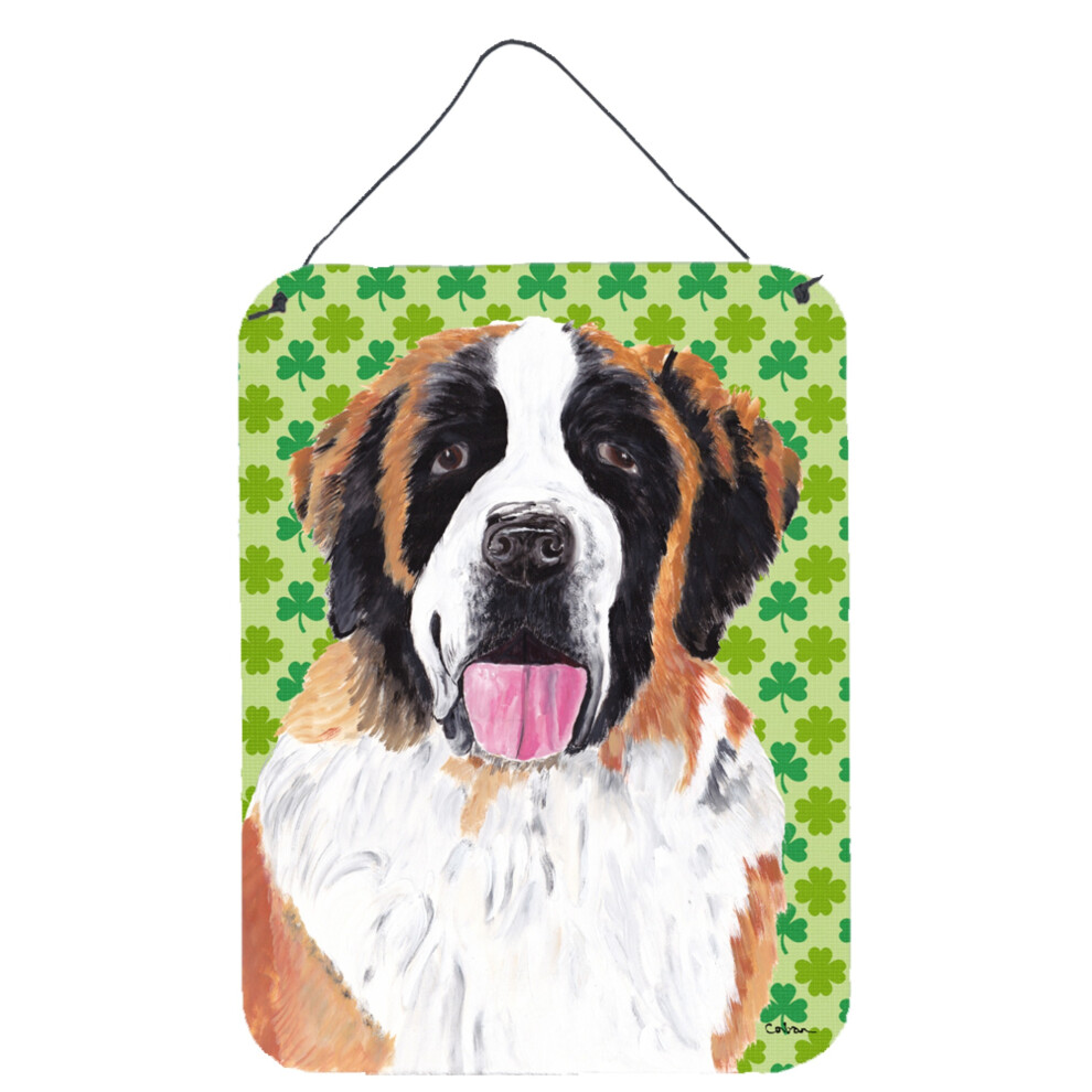 """"Caroline's Treasures Saint Bernard Den St. Patrick's Shamrock Portrt Nstenn Nebo Dvern Zves 16"""""""" X 12"""""""" Vcebarevn""""-image