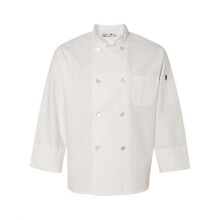 Chef Designs Kochjacke mit Knopfleiste und Thermometertasche - Weiß M