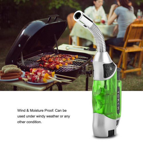 Adjustable Electric Windproof Gas Lighter Bbq Stove Cooker Igniter (green) 1