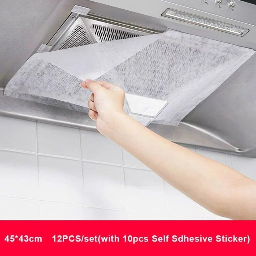(as the picture, 12pcs one bag) 46cm*5/10m Range Hood Filter Paper Non-woven Oil-proof Cotton Filter Disposable Range Hood Exhaust Fan Filter Extractor Tools