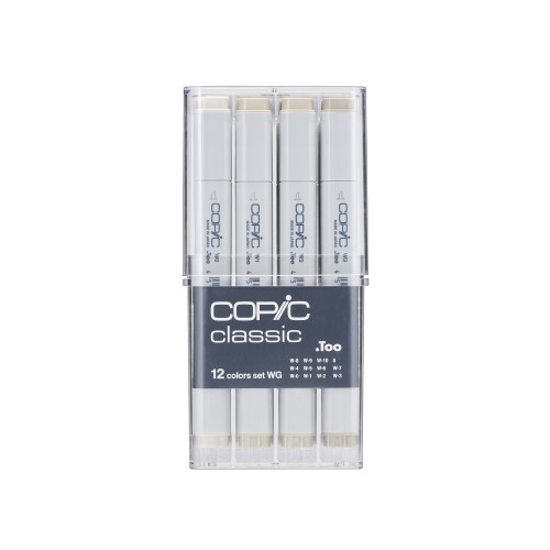 Σετ μαρκαδόρων Copic Classic 12 τεμαχίων, σετ 2 σε ζεστό γκρι χρώμα