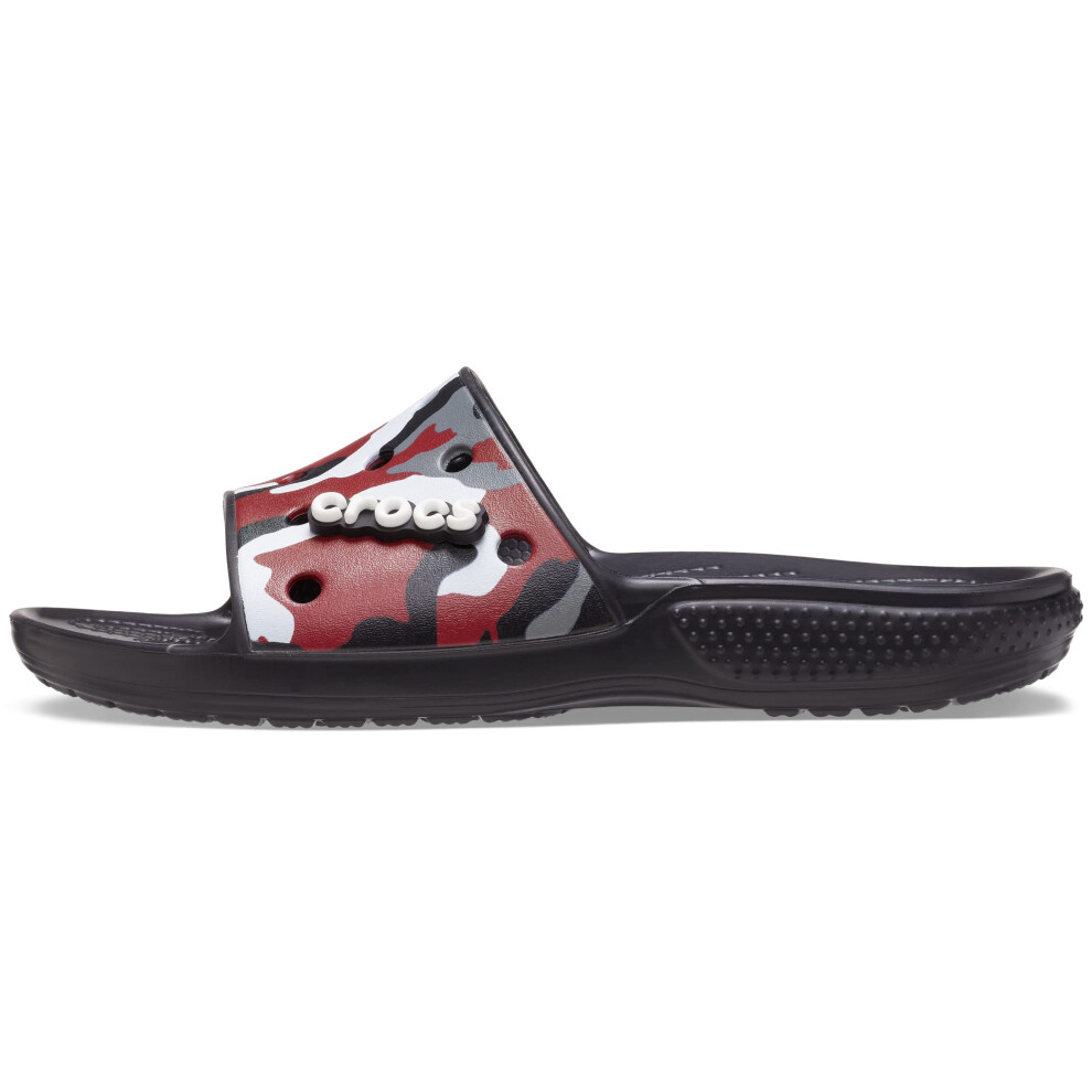 Crocs Unisex Classic Camo Slide Sandals Black/Red Numeric_9 US Women