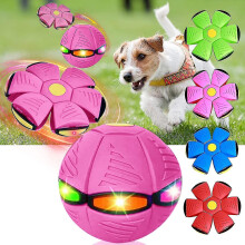 (pink) 2023 New Pet Toy Flying Saucer Ball, Flying Saucer Ball Dog Toy, Pet Toy Flying Saucer, With 6 Led Light