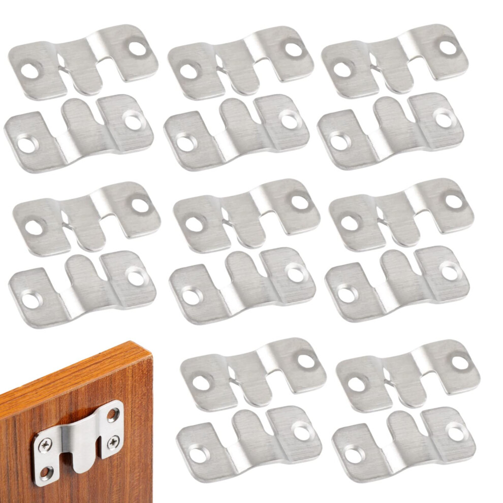 16Pcs Stainless Steel Interlock Hanging Buckle Flush Concealed Mount Brackets Stainless Steel Z Clip Bracket Interlock Hanging Buckle Mountain Buckle 9330084692763