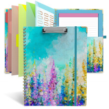 Udklipsholder folio med notesblok til bogstavst?rrelse (11"""" x 8,5"""") 5 ekstra mapper med opbevaring 10 lommer 39 filmappeetiketter Elastisk lukn