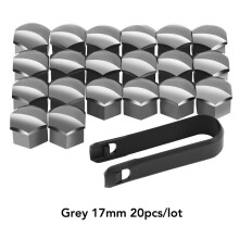 (grey, 17mm) 20pcs 17/19/21mm Tyre Wheel Hub Covers Wheel Nuts Covers Protection Caps Tire Wheel Screw Bolts Nut Caps Hub Screw Protector