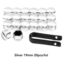 (silver, 19mm) 20pcs 17/19/21mm Tyre Wheel Hub Covers Wheel Nuts Covers Protection Caps Tire Wheel Screw Bolts Nut Caps Hub Screw Protector