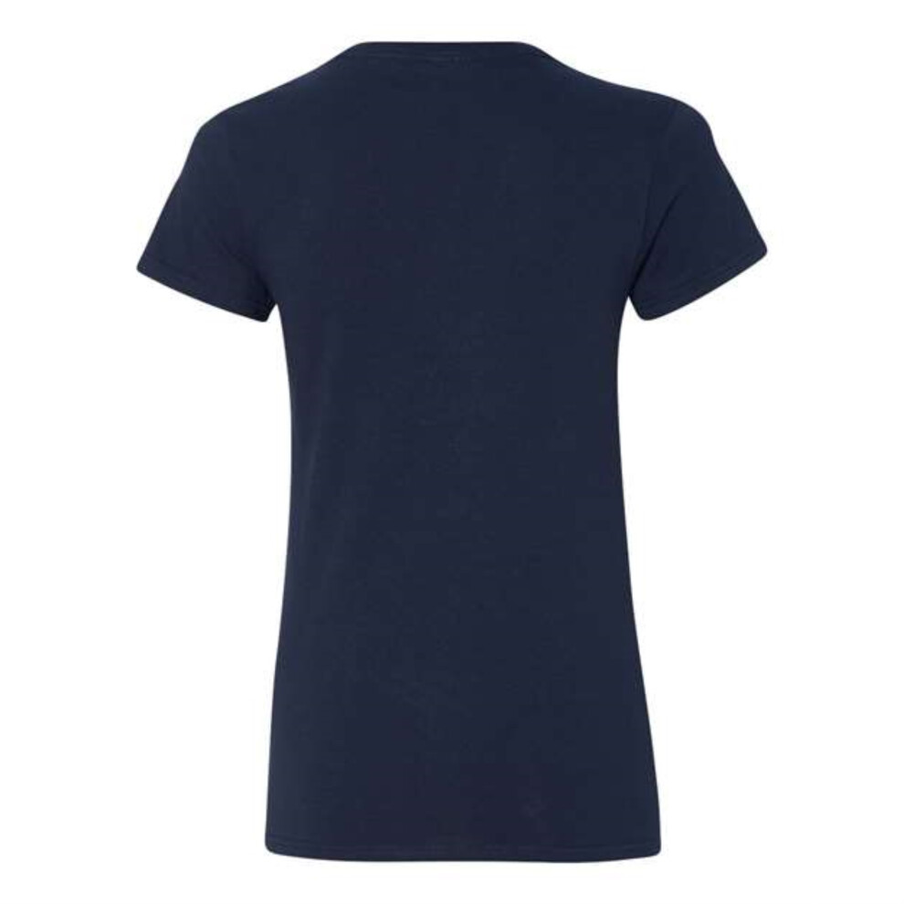 T-shirt col V en coton    pais pour femme Gildan - Bleu marine M