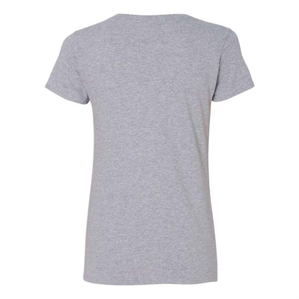 T-shirt col V en coton    pais Gildan pour femme - Gris sport S