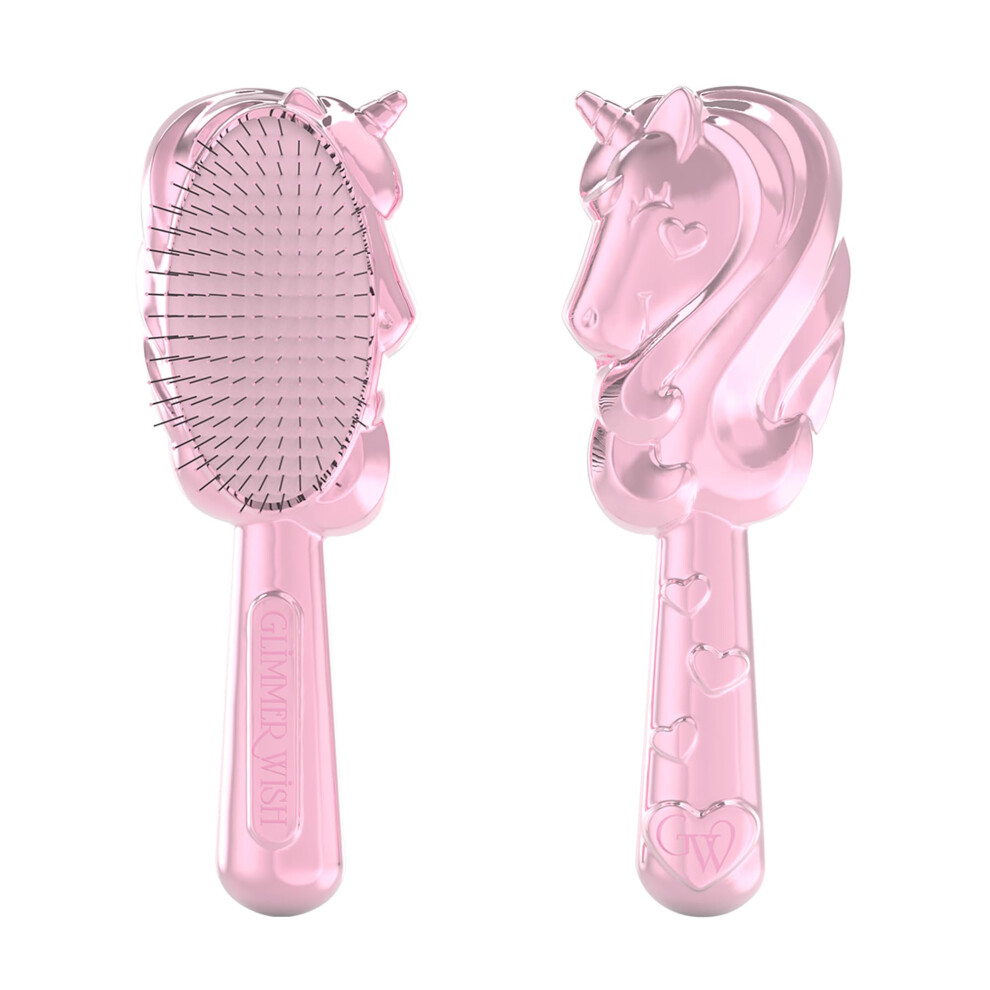 Glimmer Wish Unicorn Detangling Hair Brush For Kids - Anti Frizz And Anti Static - Soft And Long Bristles To Detangle With Ease - Gentle On Hair Kids Glimmer Body Arts