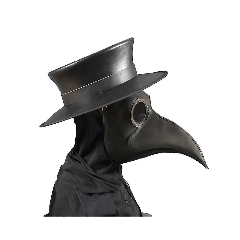 (Black) Halloween Cosplay Costume Plague Doctor Mask Bird Long Beak Steampunk Black