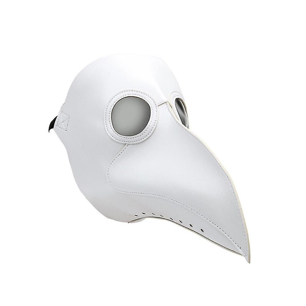 (White) Halloween Cosplay Costume Plague Doctor Mask Bird Long Beak Steampunk White