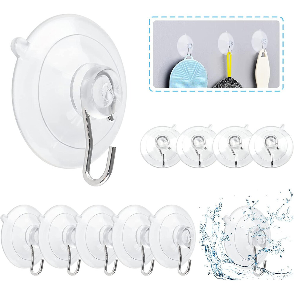 12pcs Suction Cup Hooks. 1.77 Inch Clear Suction Cup With Stainless Steel Hook