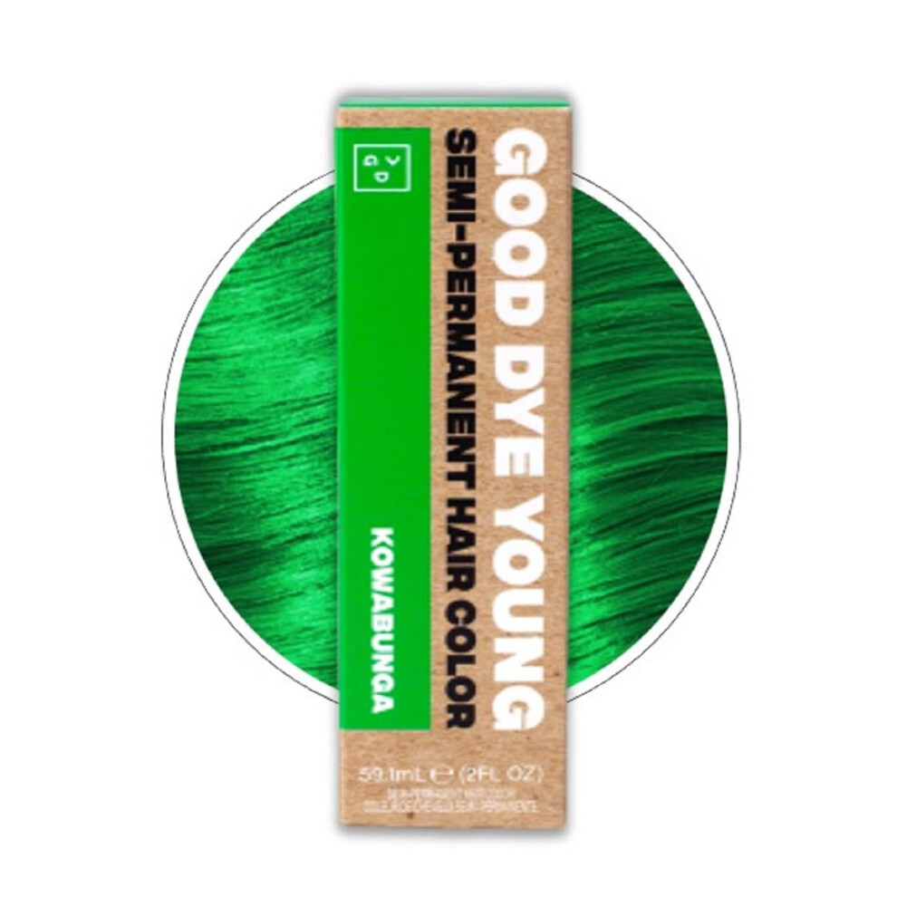 Good Dye Young Streaks and Strands Semi-Permanent Hair Color (Kowabunga) - UV Protective Conditioning PPD-Free Cruelty-Free & Vegan Green Hair Dye Las