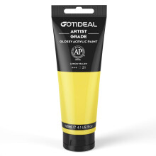 GOTIDEAL Acrylic Paint Lemon Yellow Tubes(120ml 4.1 oz) Non Toxic Non Fading Rich Pigments for Painters Adults & Kids Ideal for Canvas Wood Clay F