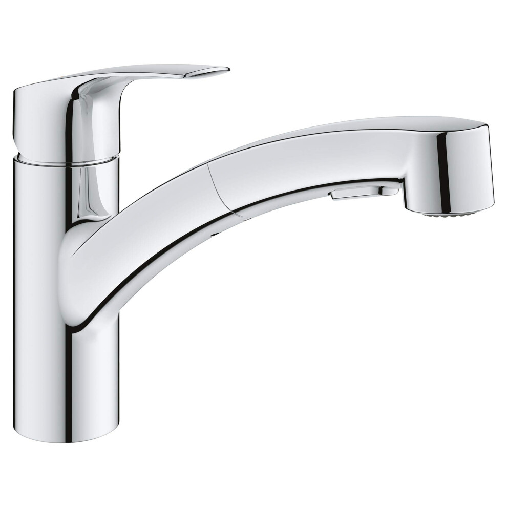 GROHE 30306001 Eurosmart Dual Spray Pull-Out Kitchen Faucet With Sprayer Supersteel (Stainless Steel)