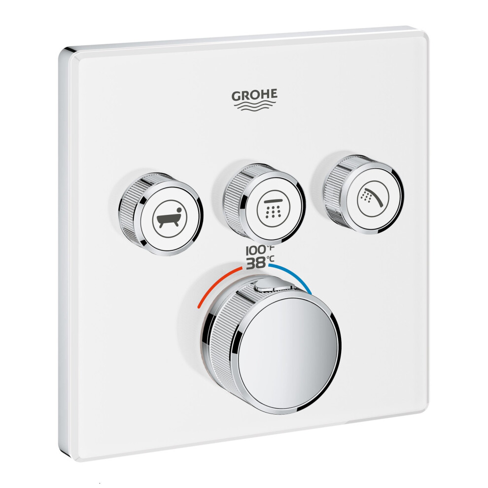 Grohe 29165LS0 Grohtherm Smart Triple Function Thermostatic Trim With Control Module Without SmartBox Moon White