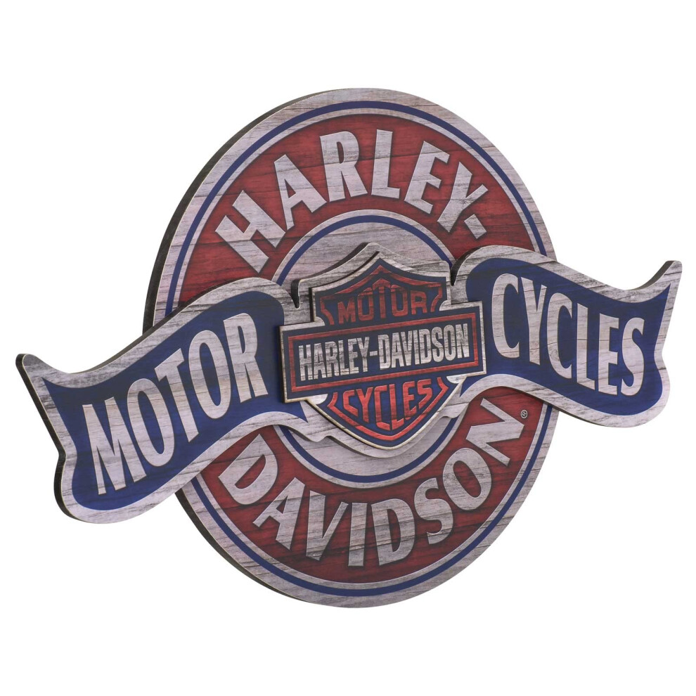 Harley-Davidson Wooden Pub Sign Distressed Motorcycles Banner 22 X 14 Inches