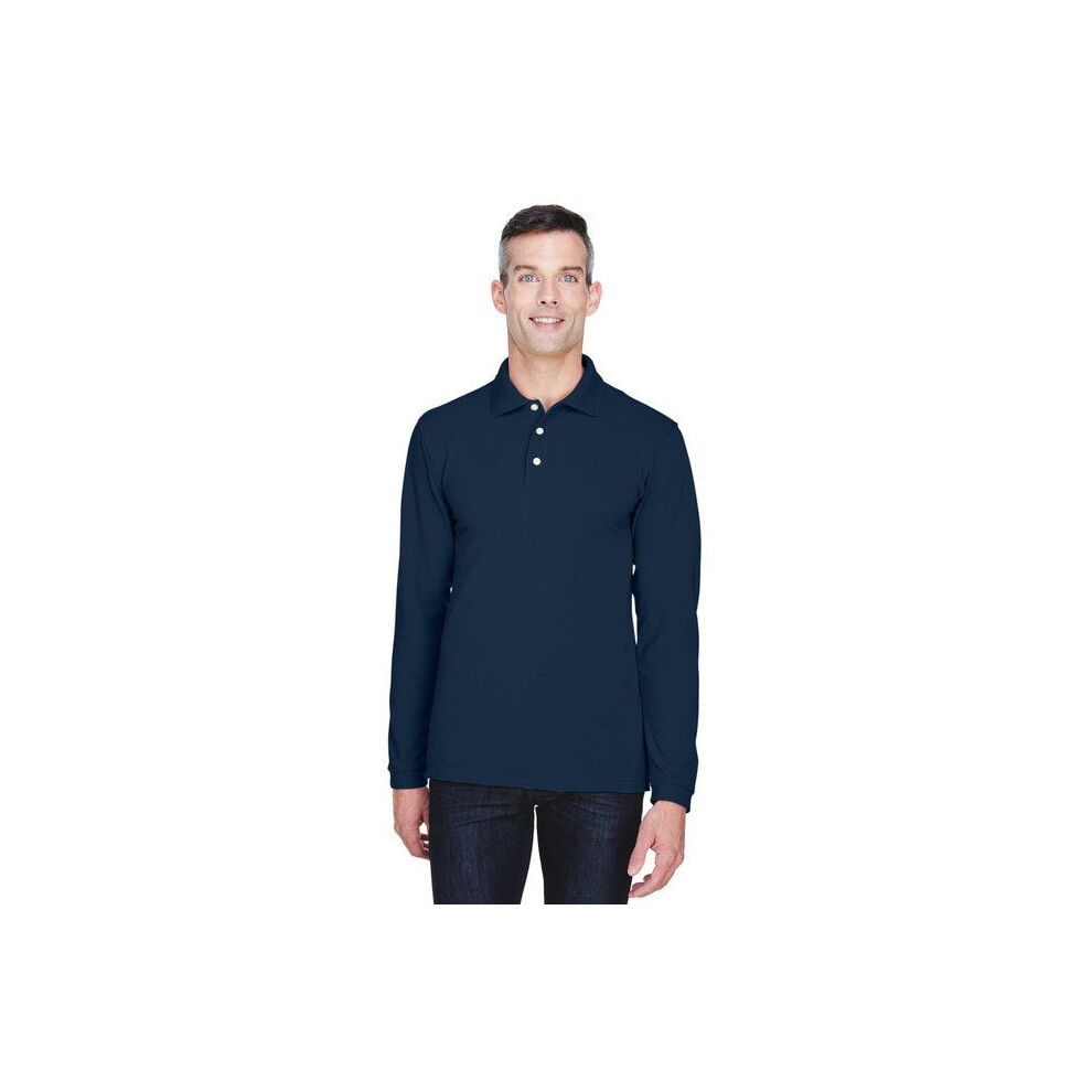 Polo Easy Blend à manches longues pour homme, 56 oz - NOIR - XS (D0102H76Kg8)