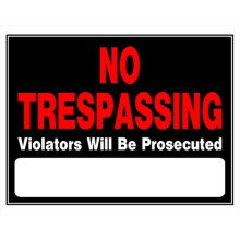 5028210 NO TRESPASS SIGN 15X19 Hillman English Black No Trespassing Sign 15 in. H X 19 in. W (Pack of 6)