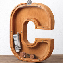 Wooden Letter Piggy Bank for Kids Boys Girls Large 26 Alphabet Money Bank Personalized Custom Name Transparent Saving Coin Bank Perfect Christmas Bi