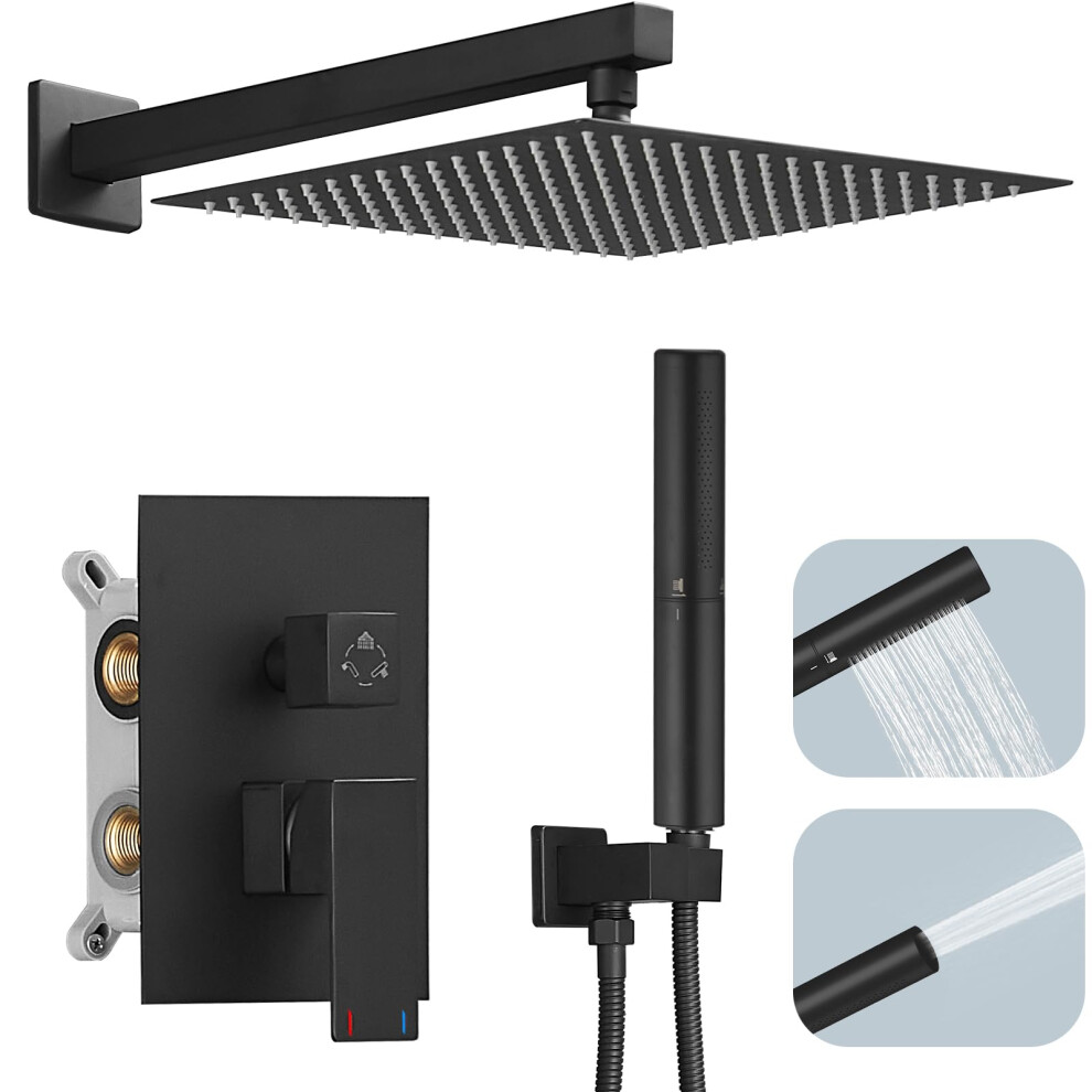 Hoimpro Shower System Set With 12 Inch Bathroom Rain Mixer Shower Head And Handheld Wall Mounted Rainfall Shower Faucet Fixture Combo With High Pressu 742939497338