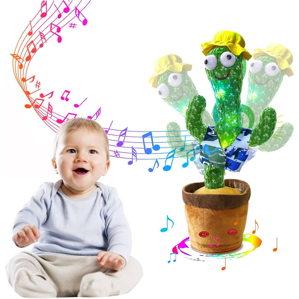 (Hawaii) Talking Cactus Toy Dancing Cactus Repeats What You Say Electronic Dancing Cactus With Lighting Recording Mimicking Cactus Toy Electronic Plus