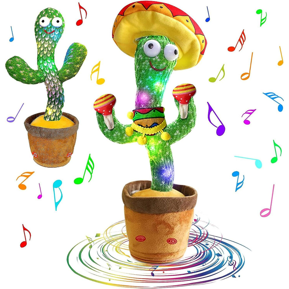 (Sand Hammer) Talking Cactus Toy Dancing Cactus Repeats What You Say Electronic Dancing Cactus With Lighting Recording Mimicking Cactus Toy Electronic