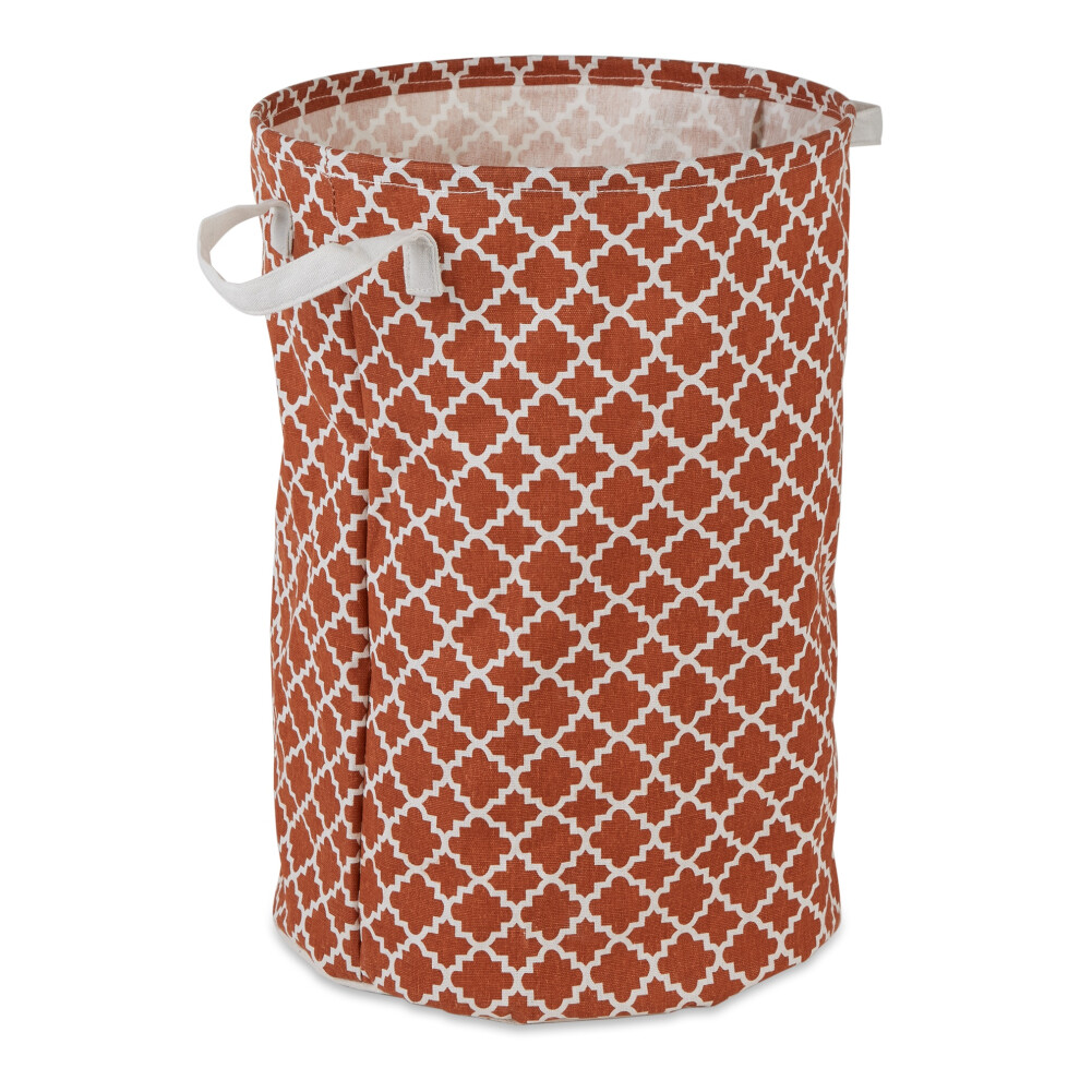 DII PECoated Cotton Polyester Laundry Hamper Lattice Cinnamon Round 13.5x13.5x20