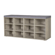 DINZI LVJ Shoe Bench 12 Cubbies Shoe Organizer for Entryway Storage Bench with Cushion Cubby Shoe Rack with Adjustable Shelves for Living Room Bedroom