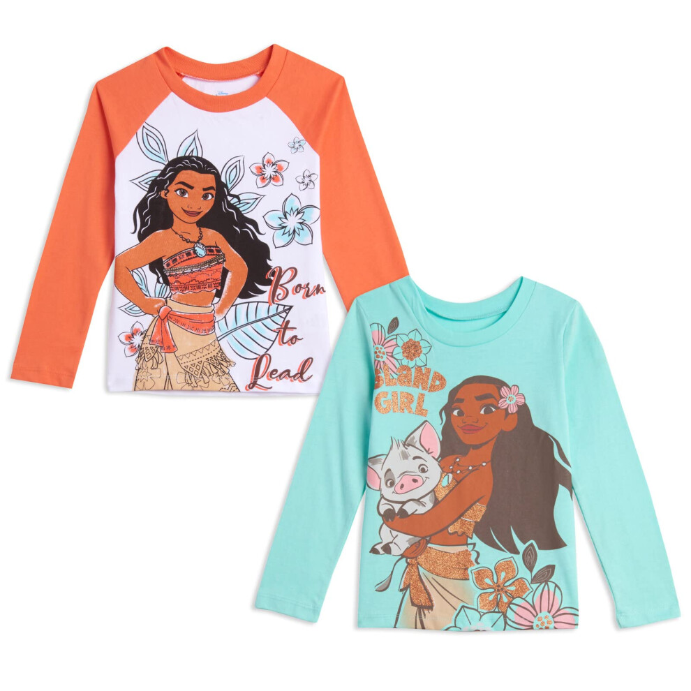 Disney Moana Toddler Girls 2 Pack T-Shirts White/Blue 4T