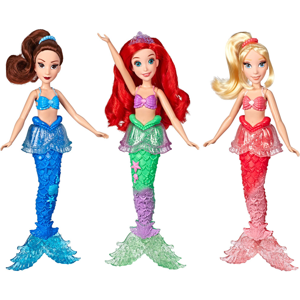 Disney Princess Ariel & Sisters Fashion Dolls 3 Pack Of Mermaid Dolls With Skirts & Hair Accessories Toy For 3 Year Olds & Up