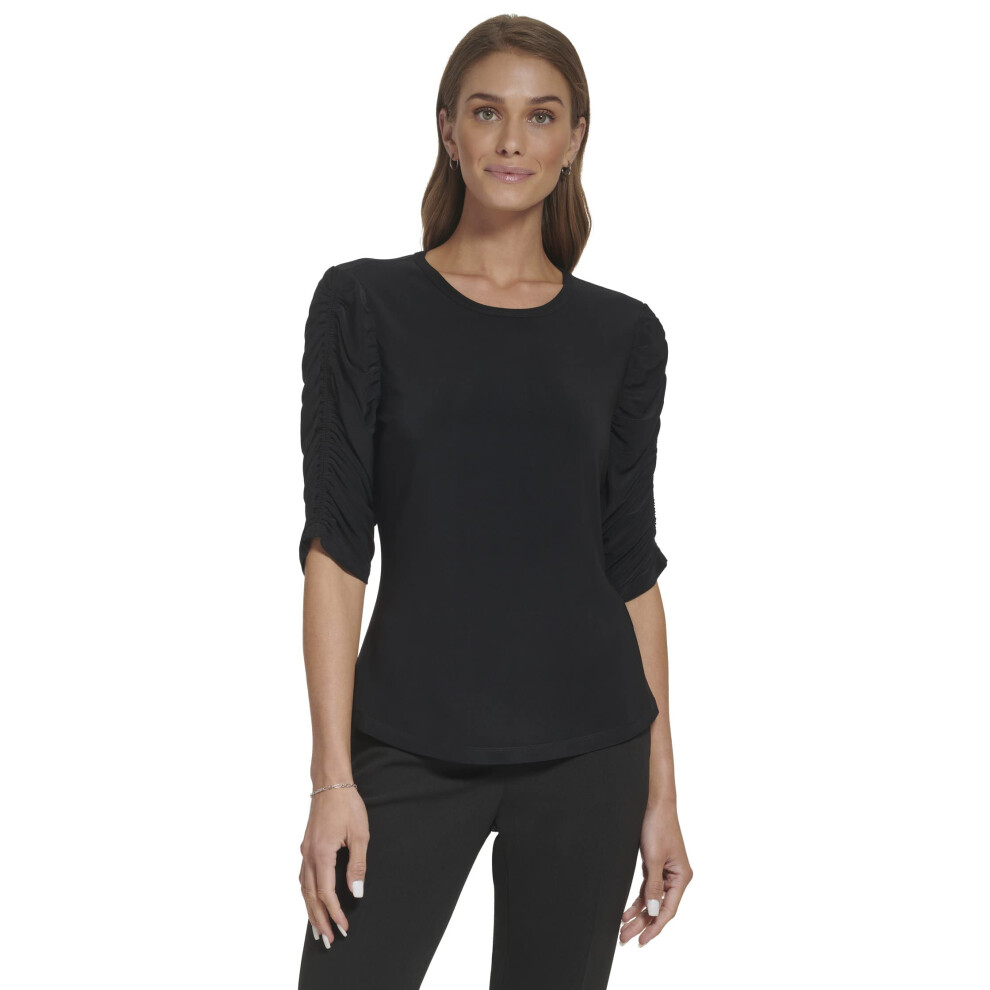 DKNY Ruched Sleeve Blouse Black XS