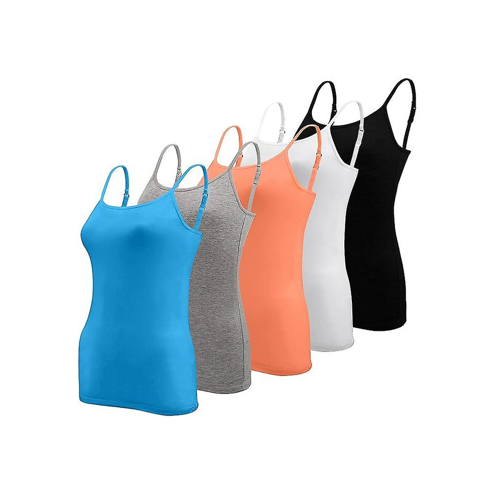 5 Pcs Basic Camisole Adjustable Camisole Spaghetti Strap Tank Top For Women And Girl(large