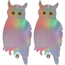 Dyvicl Fake Owl Hanging Reflective Owl Woodpecker Bird Deterrent Control Device for House Windows Outdoor Garden Yard 2 Pack